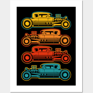 Vintage Colored Cars Hot Rods Posters and Art